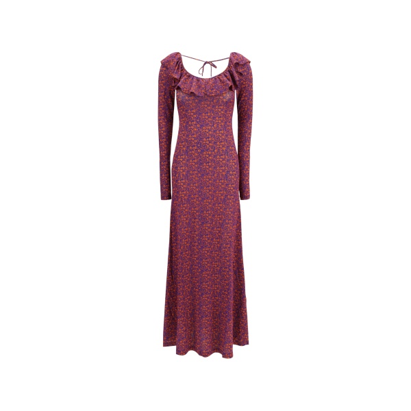 floral-print ruffled-collar maxi dress