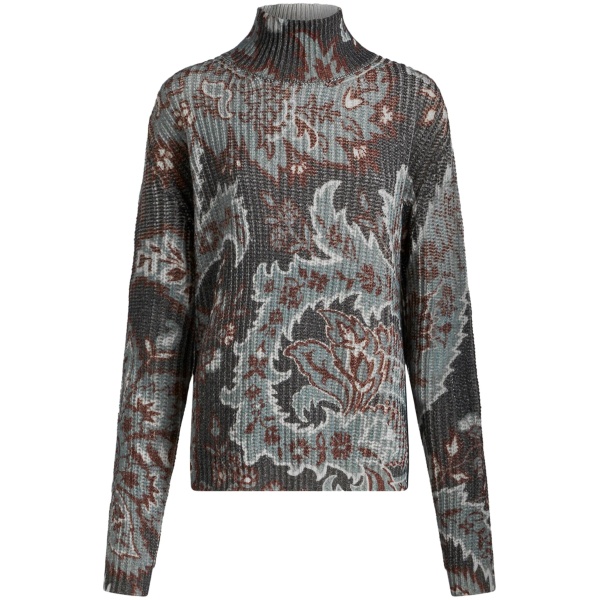 floral-print wool sweater