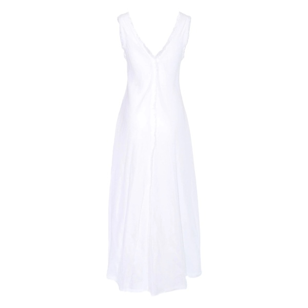 frayed V-neck linen dress