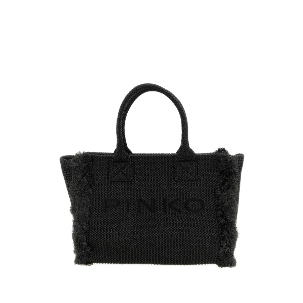 fringed raffia-effect tote bag