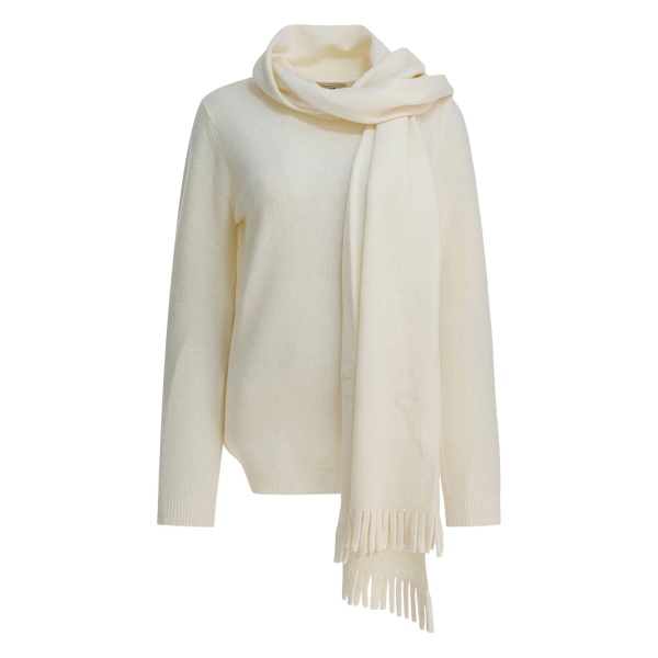 fringed scarf-detail sweater