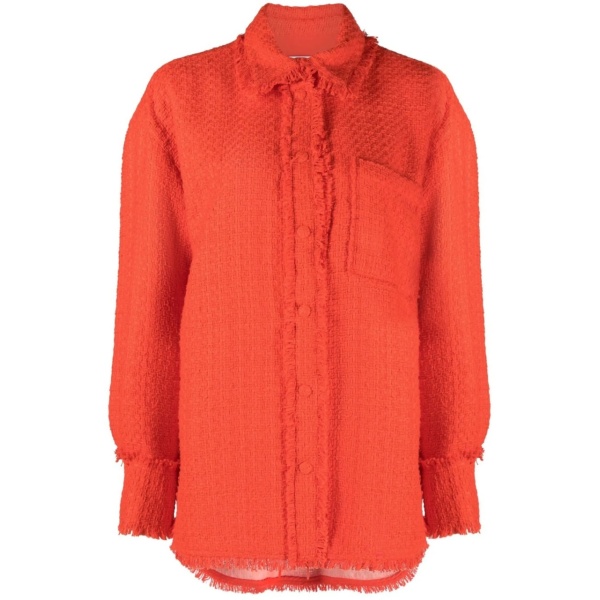 fringed tweed overshirt