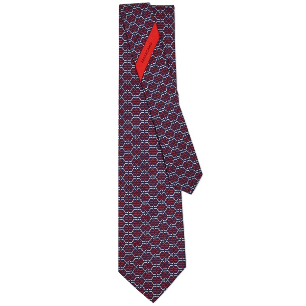 Gancini-print silk tie