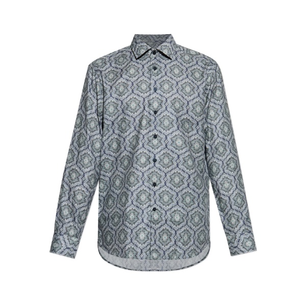 geometric-print long-sleeve shirt