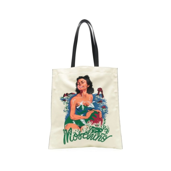 graphic-print detail tote bag