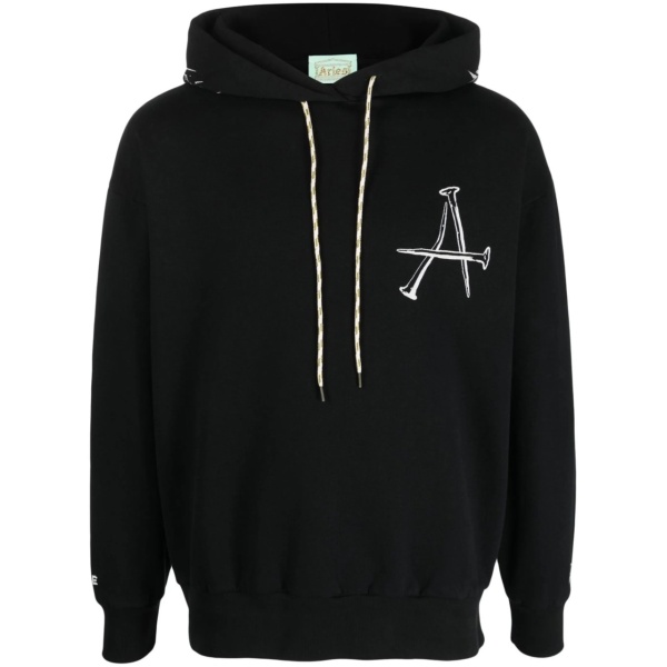 graphic print drawstring hoodie