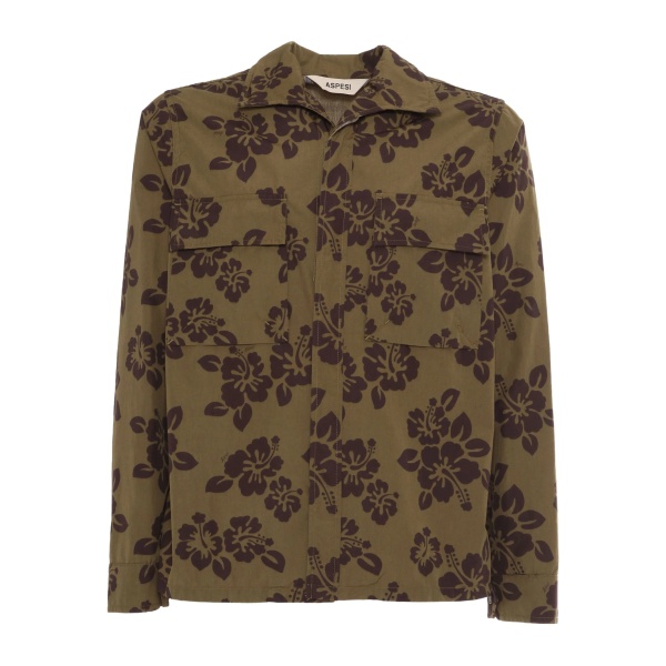 hibiscus-print cotton shirt