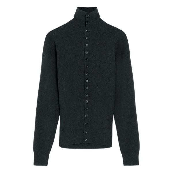 high-neck buttoned cardigan