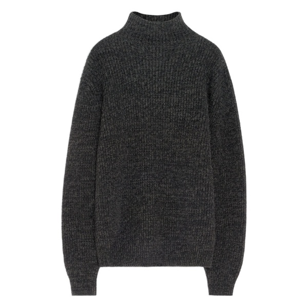 high-neck ribbed sweater