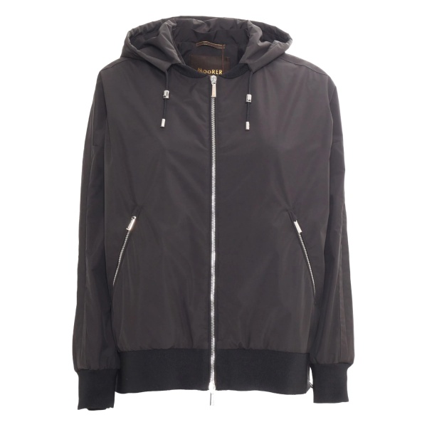 hooded zip-front jacket