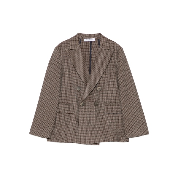 houndstooth double-breasted blazer