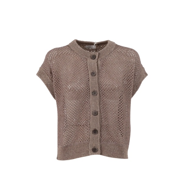 knitted short-sleeve cardigan