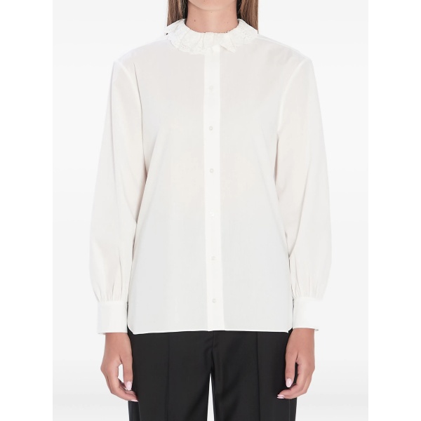 lace-collar cotton-blend shirt