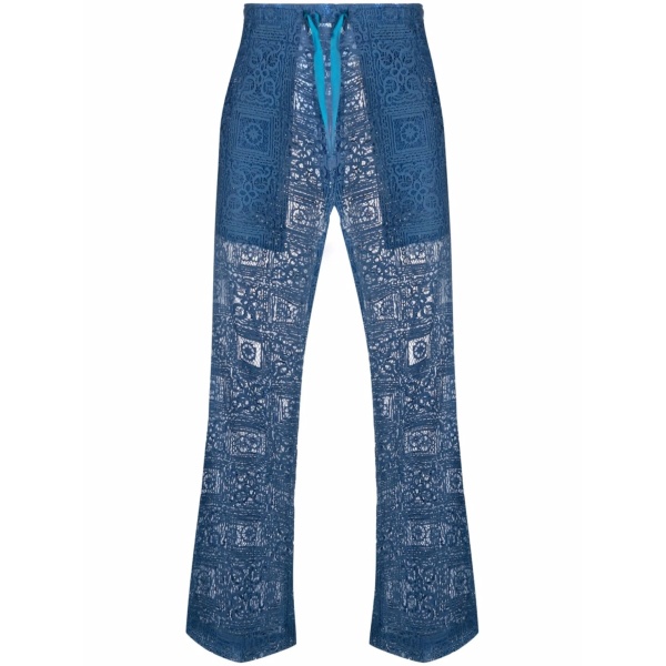 lace-detail wide leg trousers