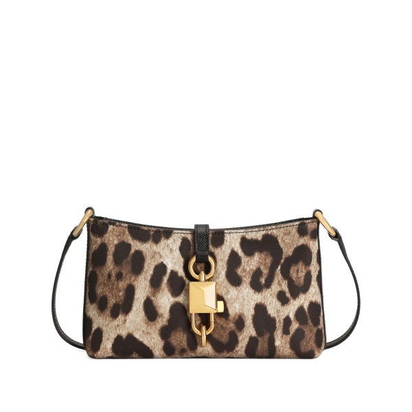 leopard-print padlock mini cross body bag