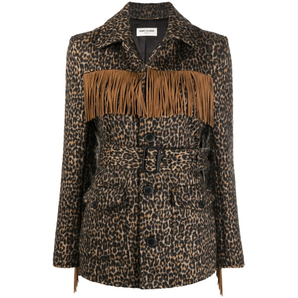 leopard print tasselled jacket