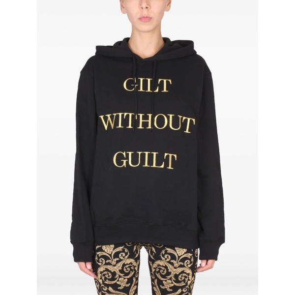 lettering-embroidered hoodie