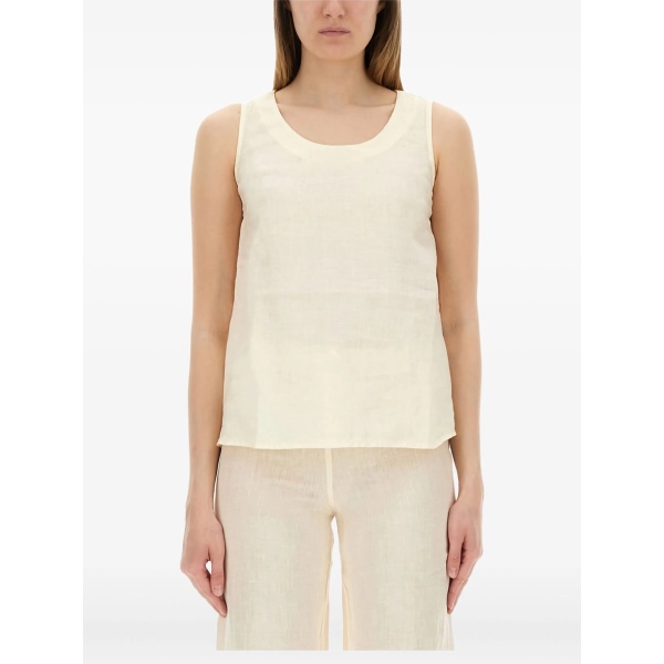 linen round-neck top
