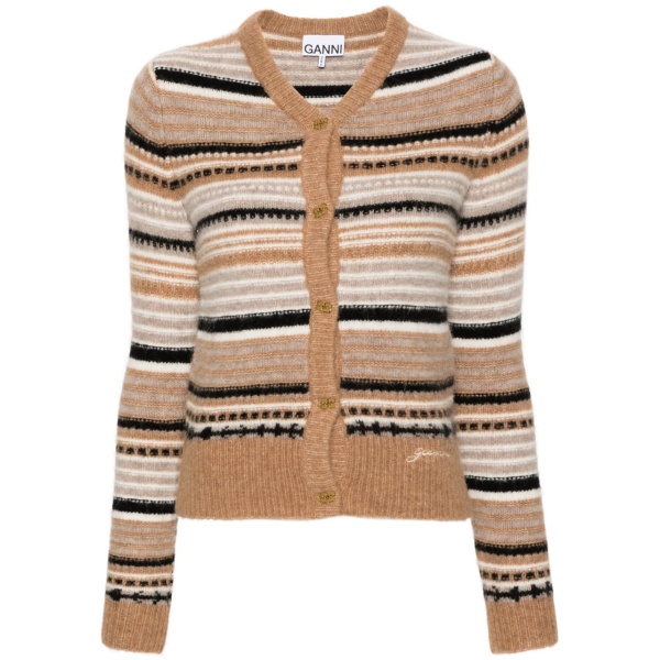 logo-buttons striped cardigan