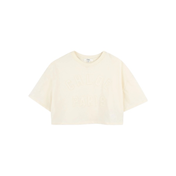 logo-embossed cropped T-shirt