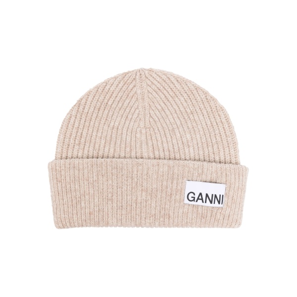 logo-patch ribbed-knit beanie