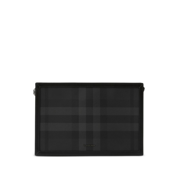 logo-plaque checked clutch bag