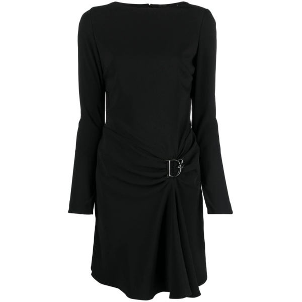 logo-plaque draped dress