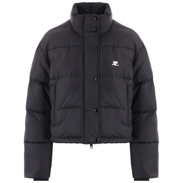 logo-print high-neck puffer jacket