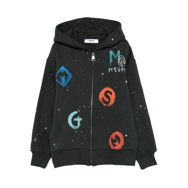 logo-print zip-up hoodie