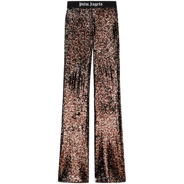 logo-tape sequin flared trousers