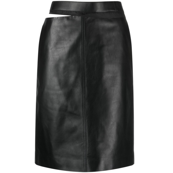 logo-waistband leather skirt