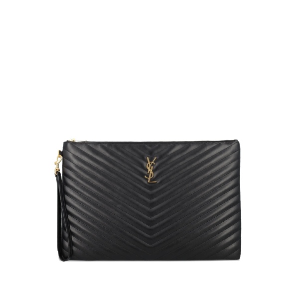 matelassé logo clutch bag