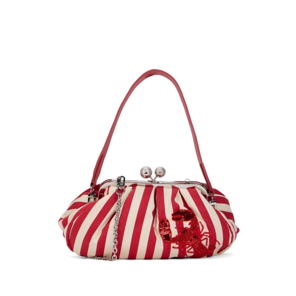 medium Wkagerusia lobster-patch striped clutch bag
