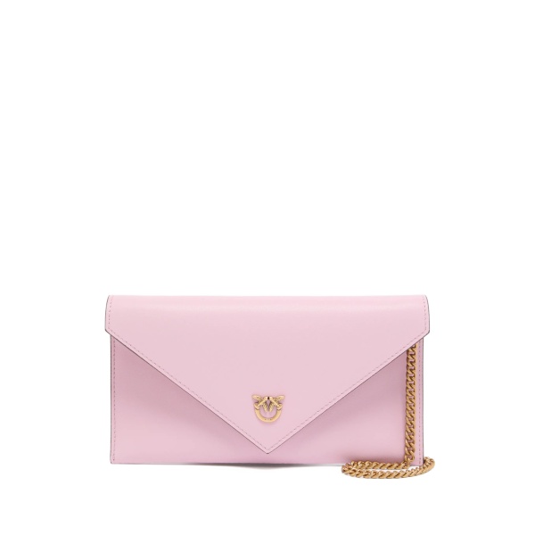 metal-chain leather clutch bag