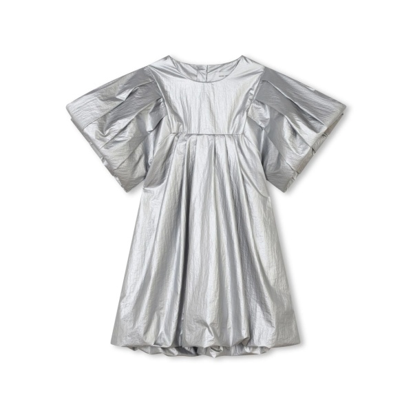 metallic-finish short-sleeves dress