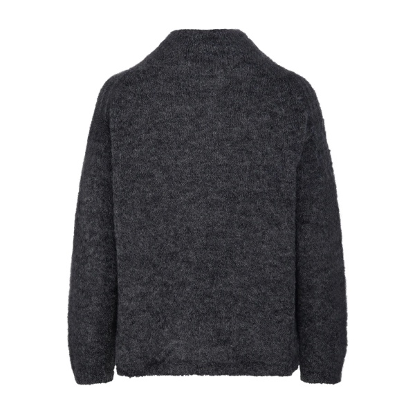 mock-neck fluffy knit sweater