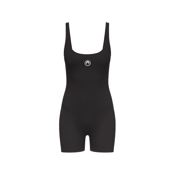 moon logo ribbed short catsuit