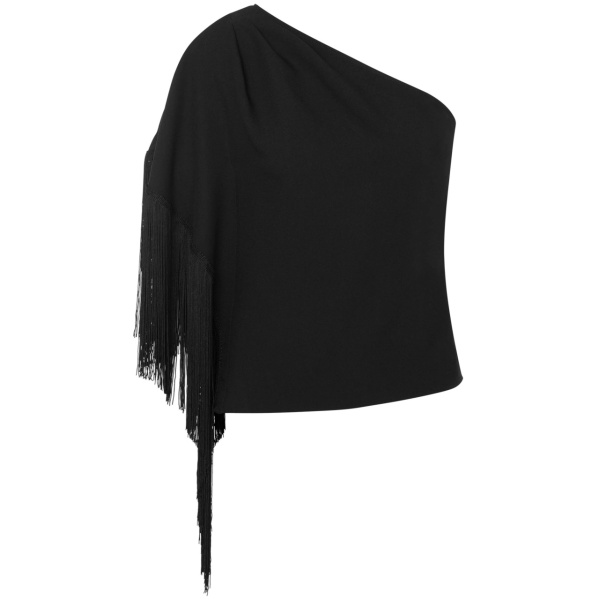 one-shoulder fringed blouse