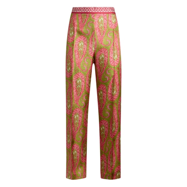 paisley foliage-motif trousers