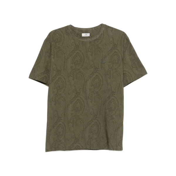 paisley-patterned T-shirt