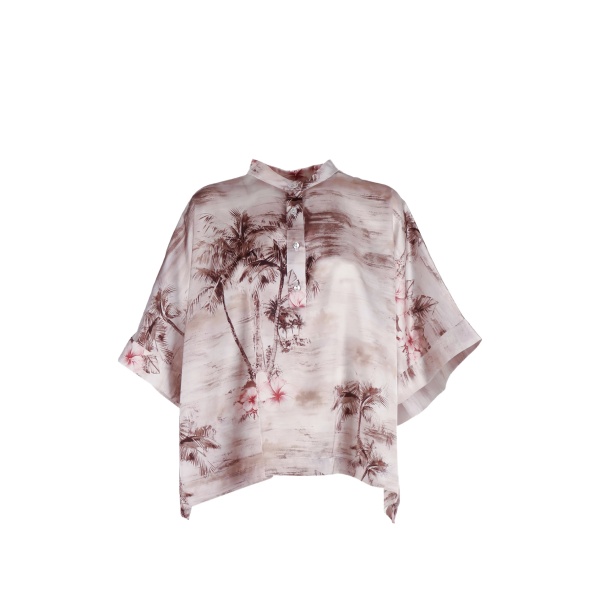 palm-tree print blouse