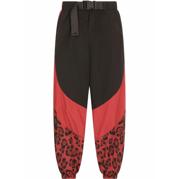 panelled leopard-print trousers