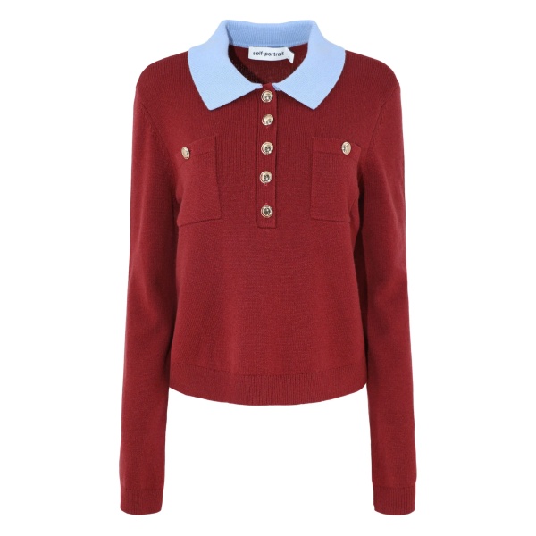 patch-pockets knitted polo top