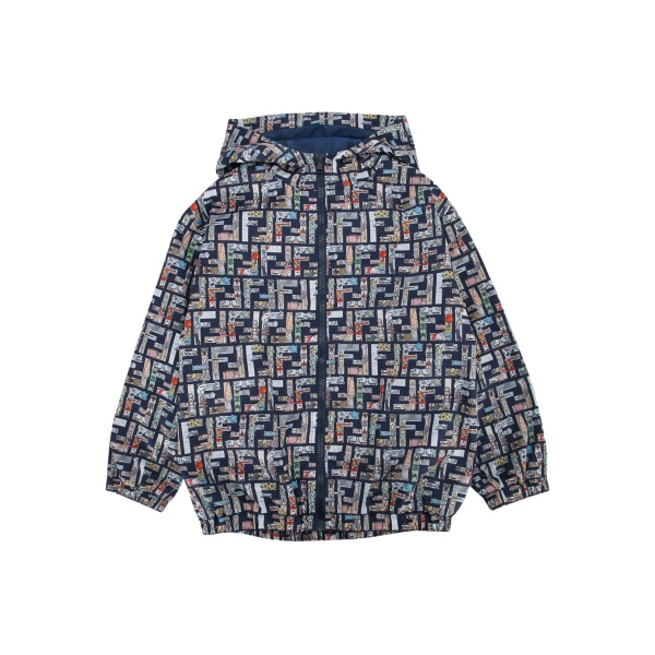 patterned hooded jacket