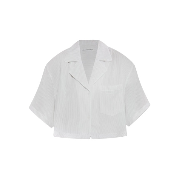 pinstripe short-sleeve top