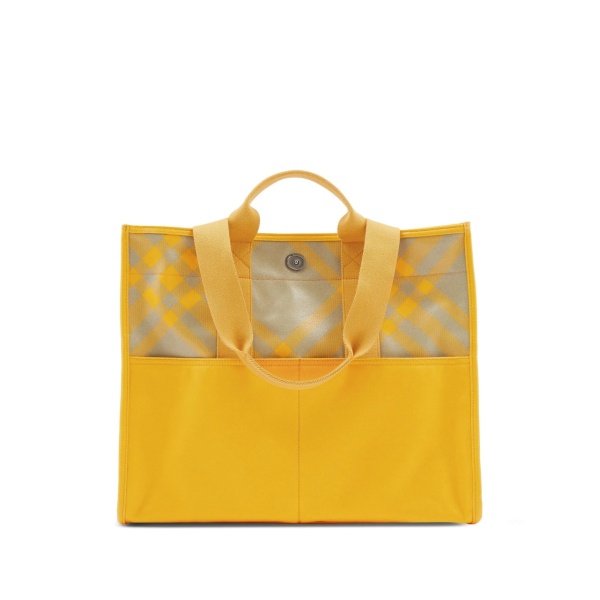plaid-check cotton tote bag