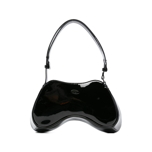 Play patent-leather curved shoulder bag