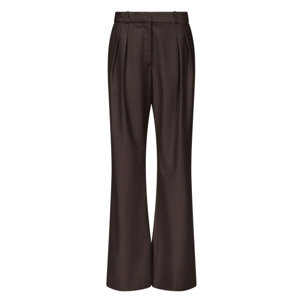 pleated straight-leg trousers