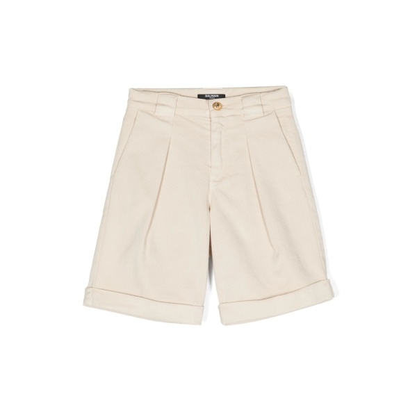 pleated twill tailored shorts