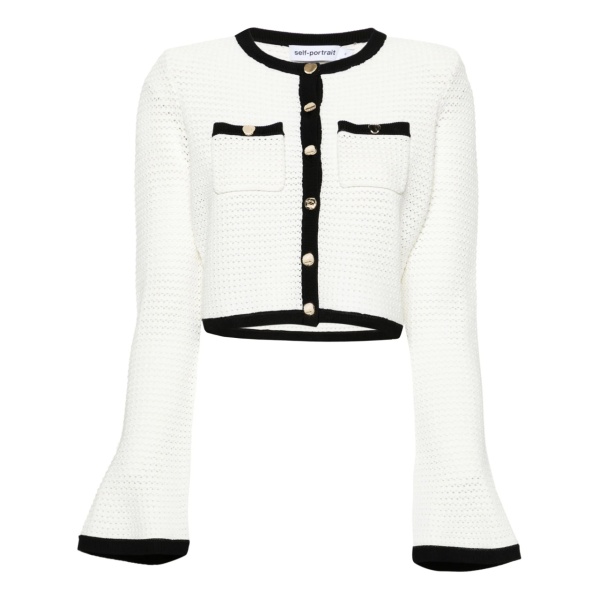 pointelle-knit cropped cardigan